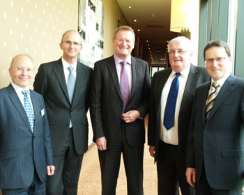 Speakers (from left): IBEC's David Croughan, BCI President John Galvin, Eoin McGettigan, VFI President Gerry Mellett and George Lee. 